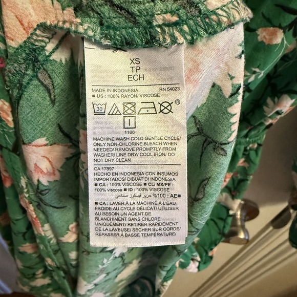 Old Navy XS Green Floral Long Sleeve Midi Dress Boho Cottagecore Easter - Picture 5 of 5